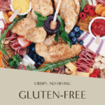 Crispy gluten-free chicken fingers served with homemade honey mustard on a grazing board.